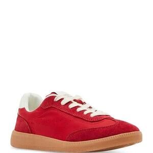 Steve Madden Womens 6M Duo Red Suede Low-Top Lace-Up Sneakers Casual Shoes